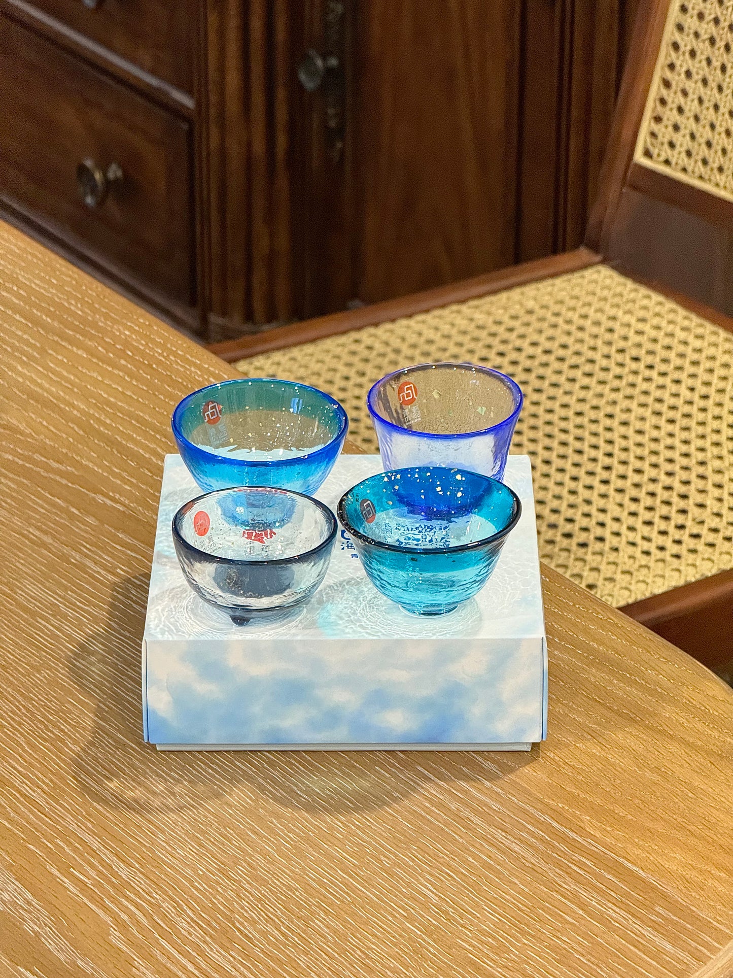 ISHIZUKA Glass Tsugaru Vidro Sea of AOMORI Sake Glass Set of 4