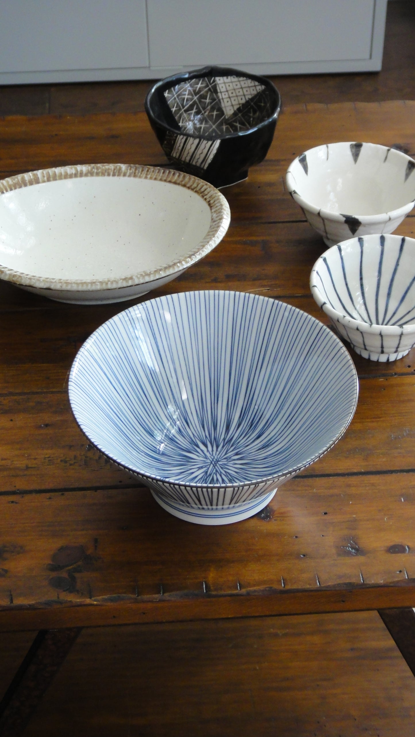 Indigo Strip Large Ramen Bowl