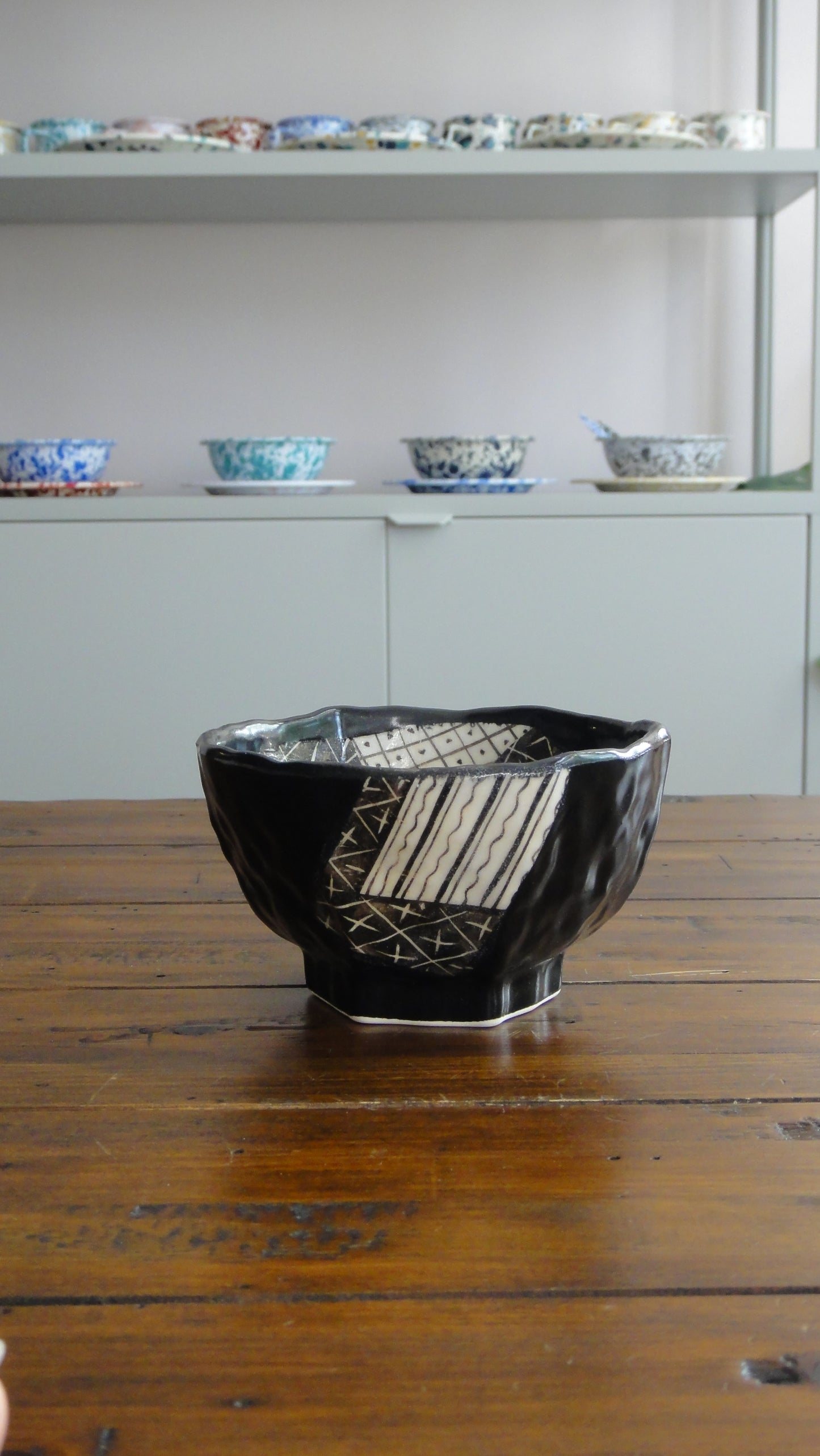 Black Orbit Hexagonal Donburi Bowl