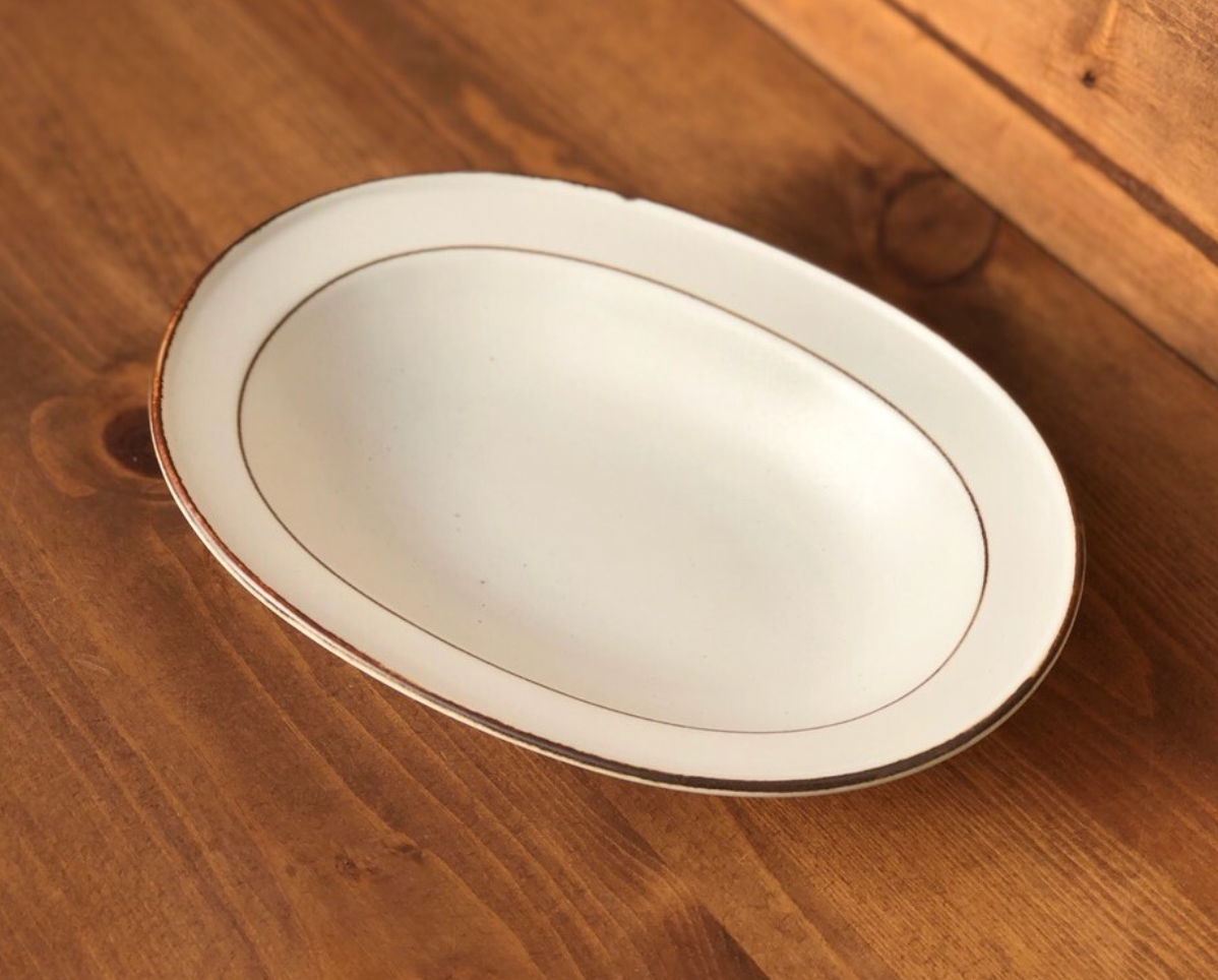 Brown Edged Oval Bowl