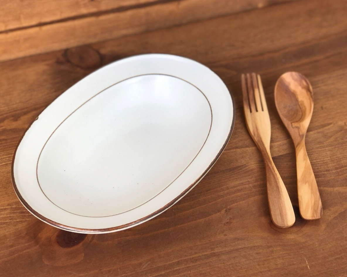 Brown Edged Oval Bowl