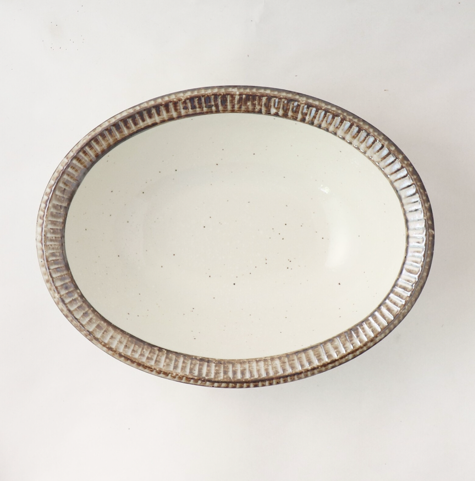 Rusty Brown Oval Deep Bowl