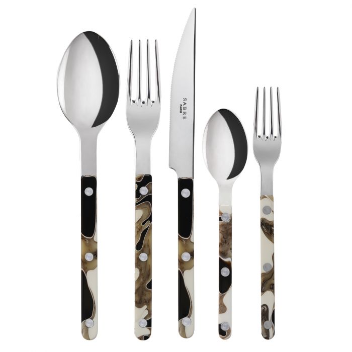 Sabre French Bistro Material dune, Black 5 pieces set