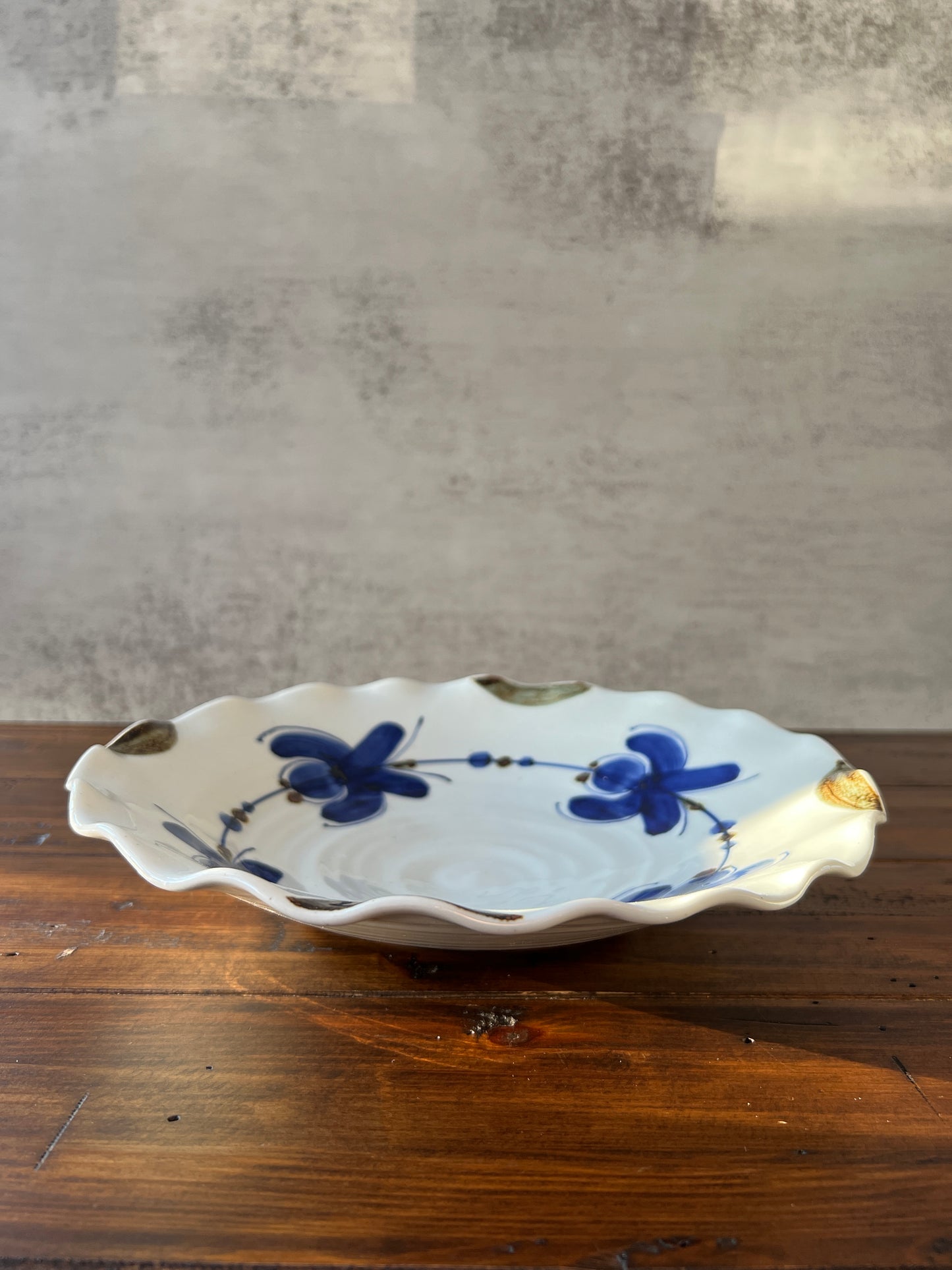 Hand-Painted Navy Flower Large Platter HASAMI WARE