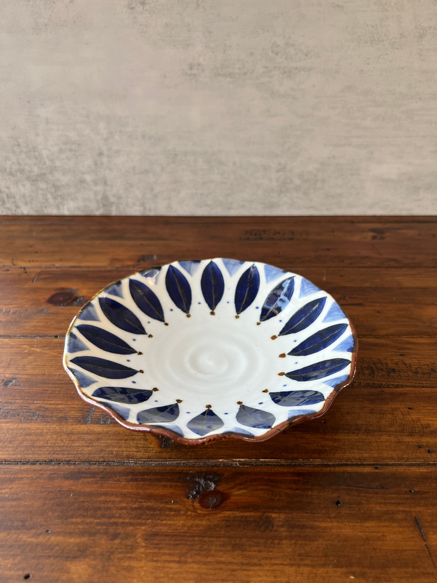 Hand-Painted Navy Flower Serving Platter HASAMI WARE