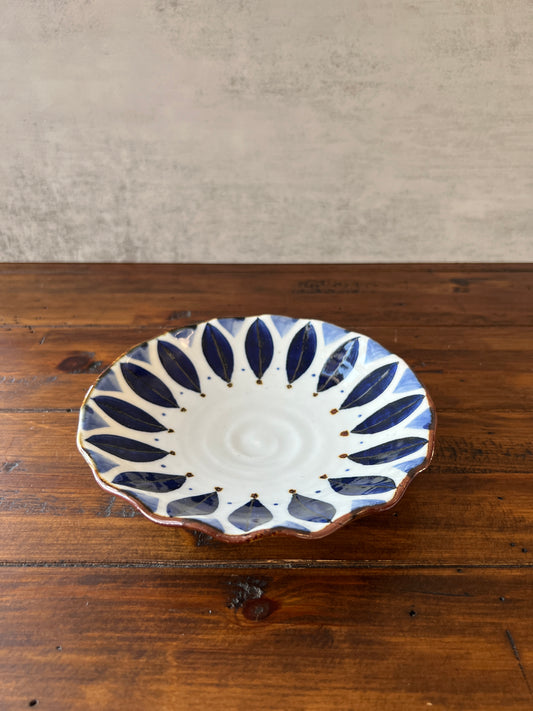 Hand-Painted Navy Flower Serving Platter HASAMI WARE