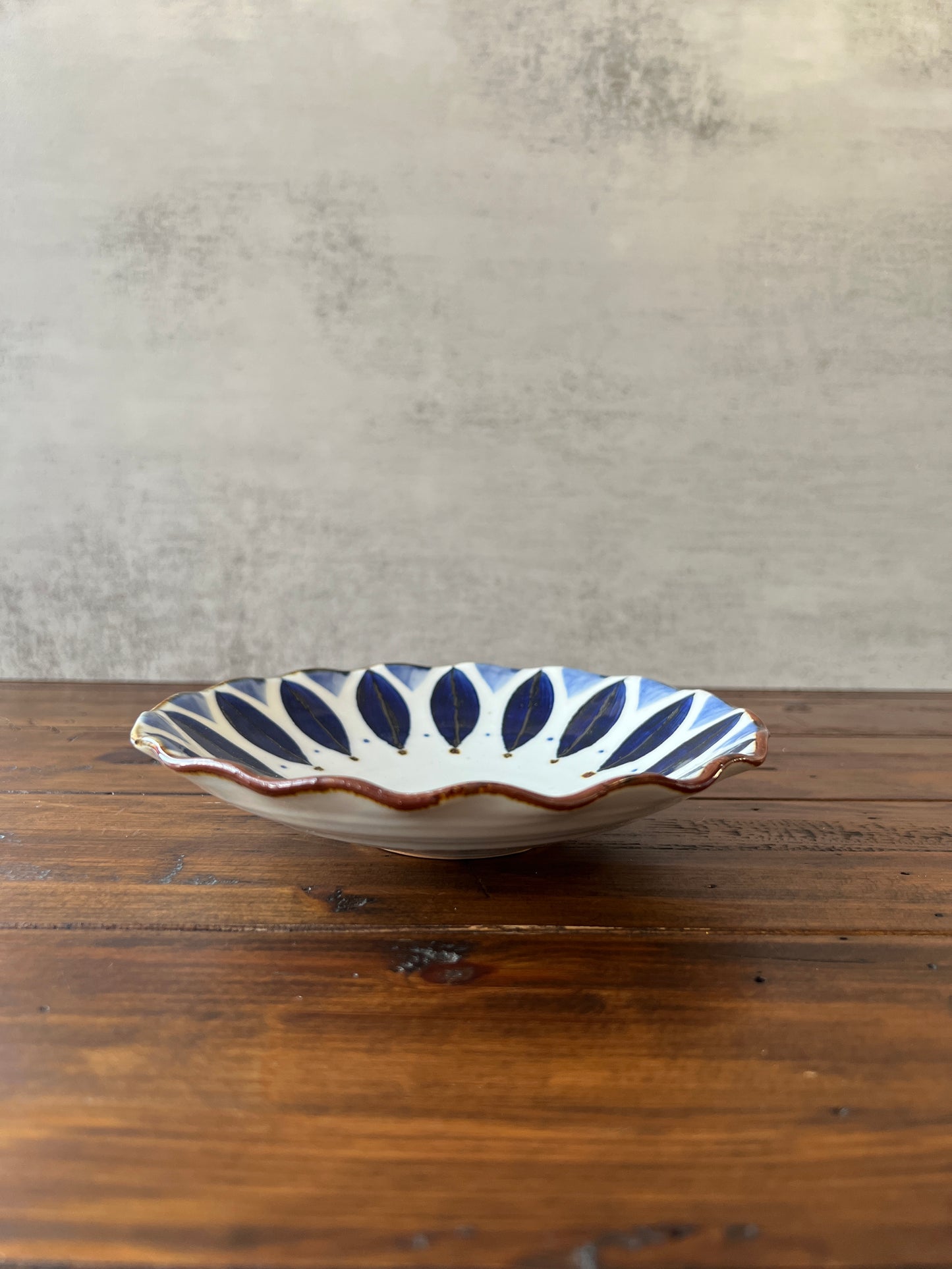 Hand-Painted Navy Flower Serving Platter HASAMI WARE