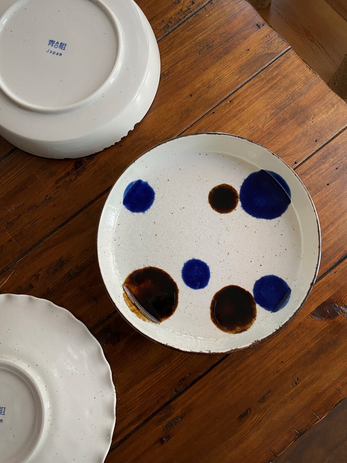 Handcrafted Polka Dot Plate MINO WARE