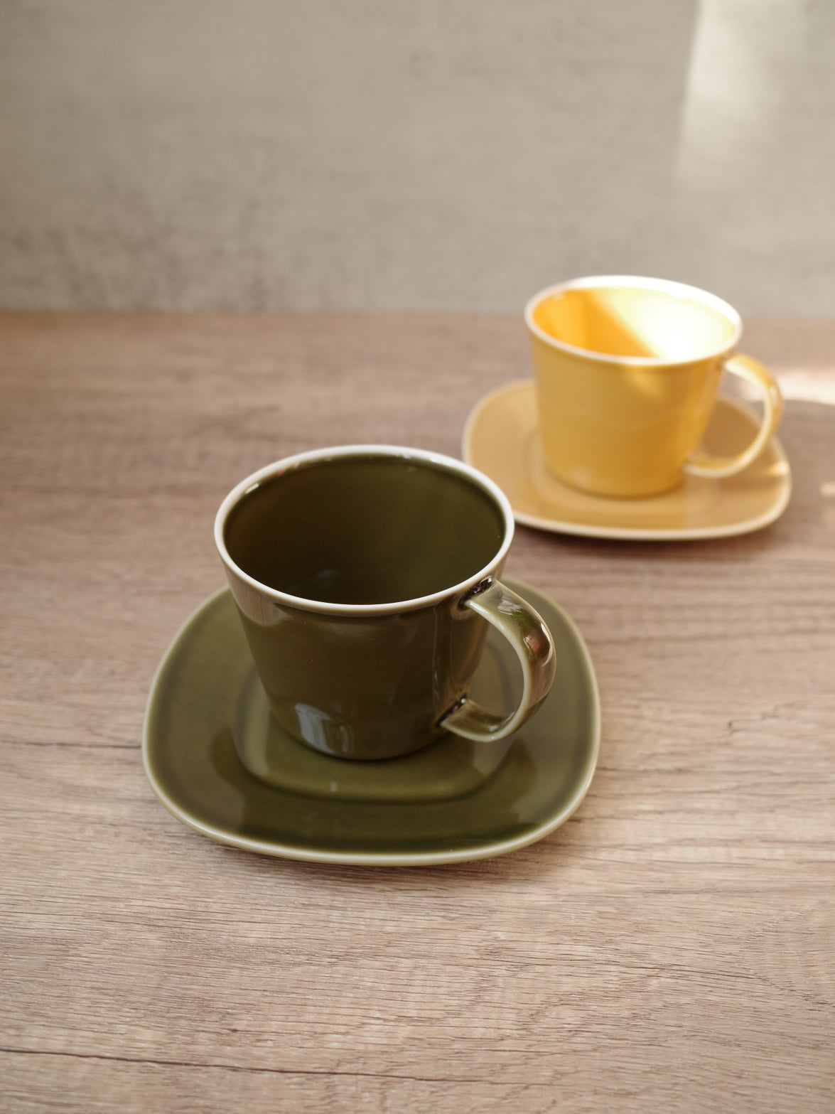 Oda Pottery Prairie Cup & Saucer (Olive Green)