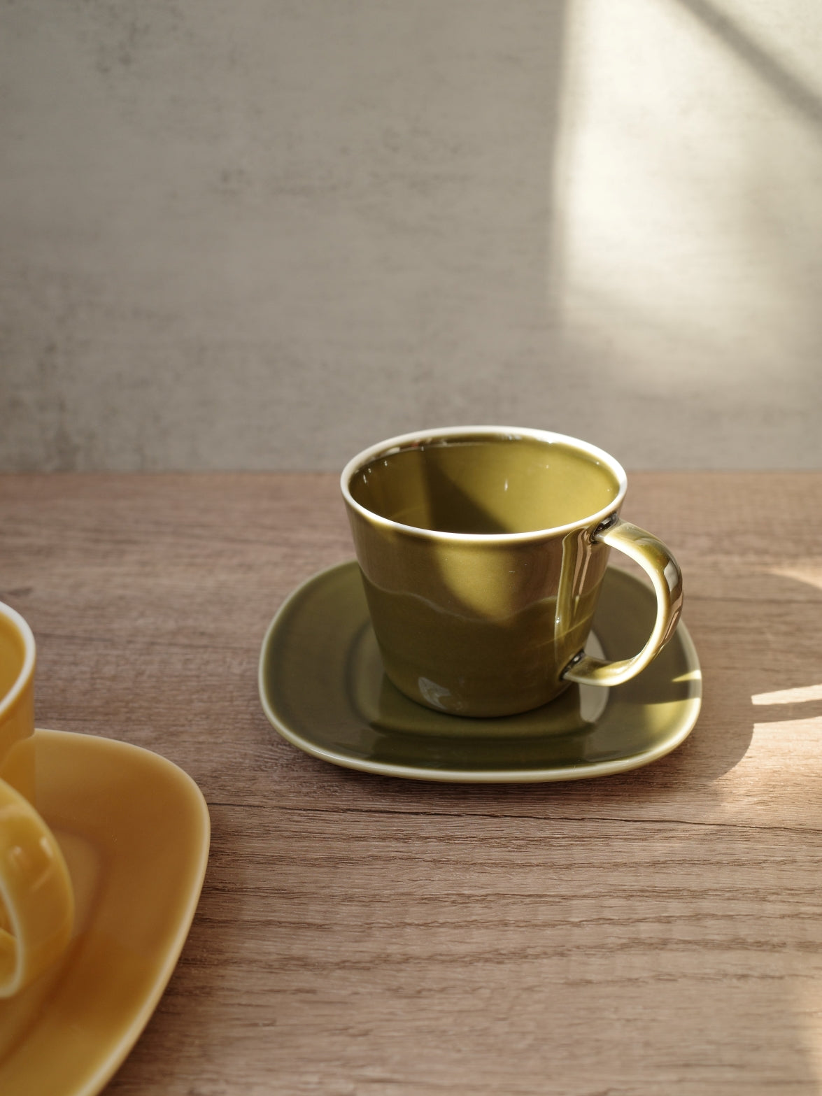 Oda Pottery Prairie Cup & Saucer (Olive Green)