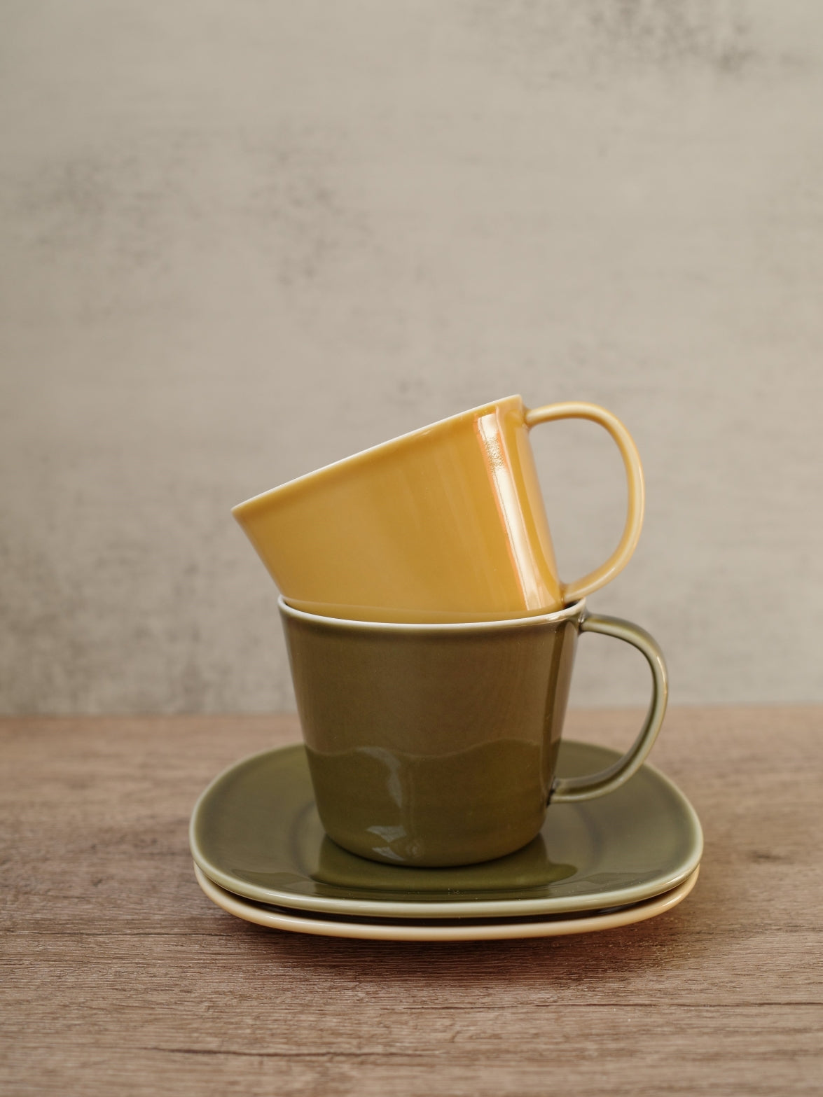 Oda Pottery Prairie Cup & Saucer (Olive Green)