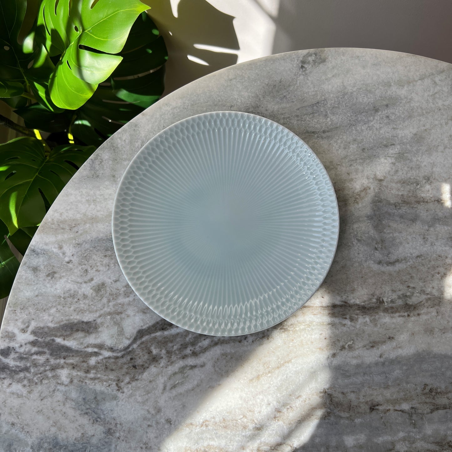 Oda Sazanami Ripples 24 Plate MINO WARE (Light Blue)