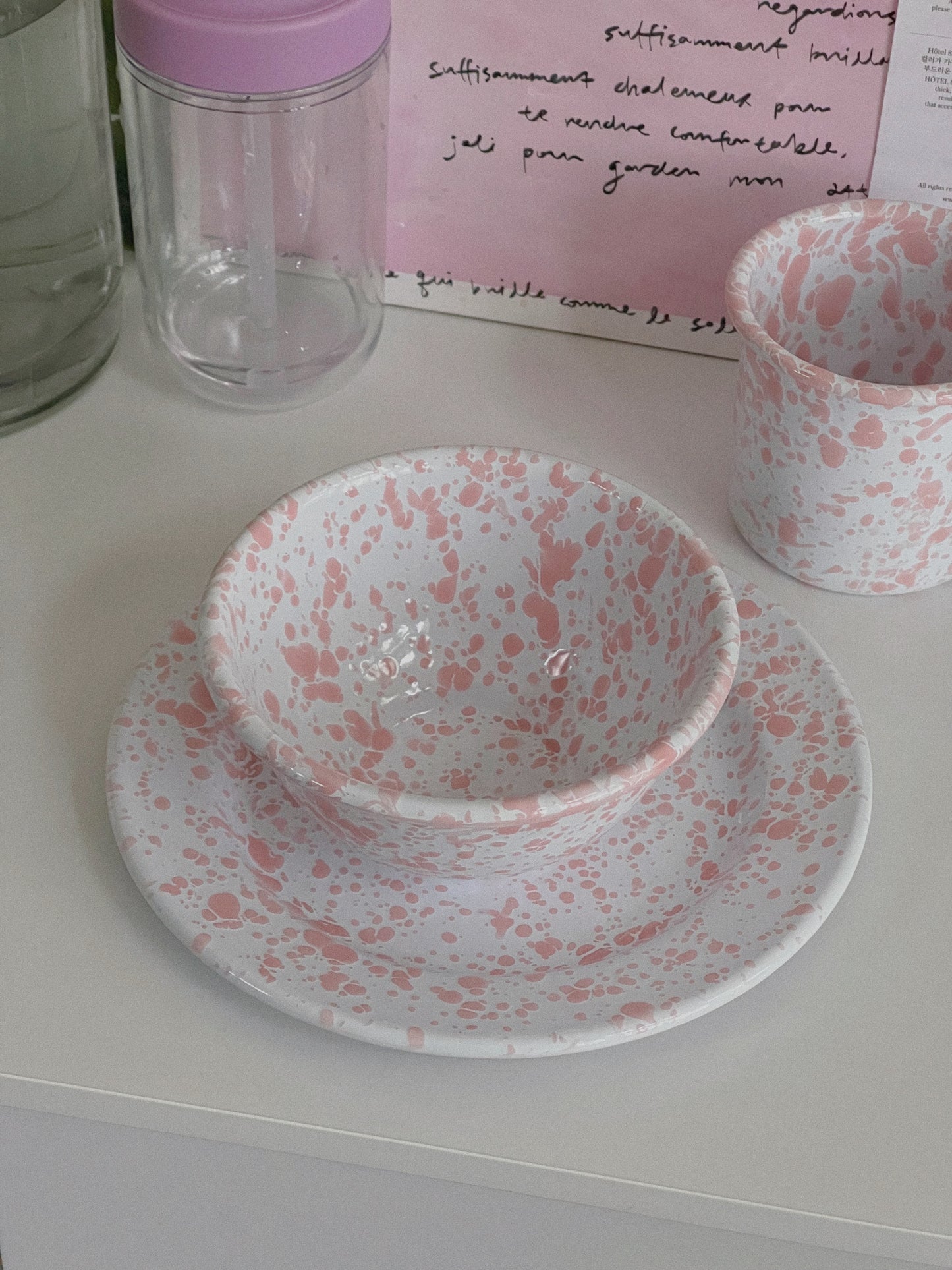 Splatter Pink Footed Bowl